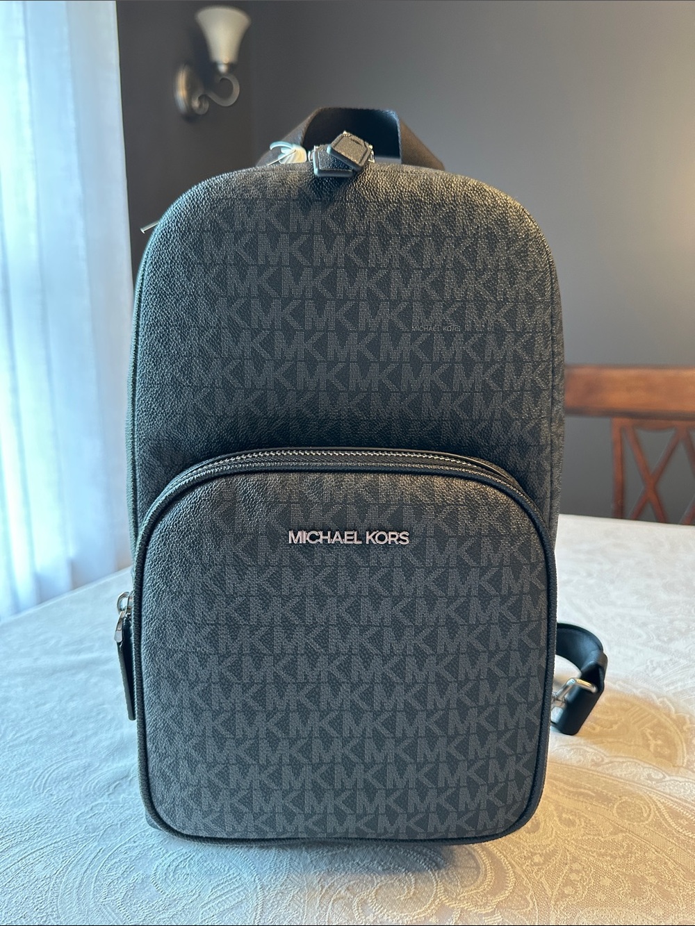 Michael Kors Black MK Logo Small Backpack